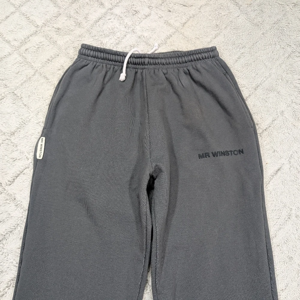 Mr Winston Sweatpants Womens M Gray Wide Leg Heavy Cotton Fleece Hi Rise